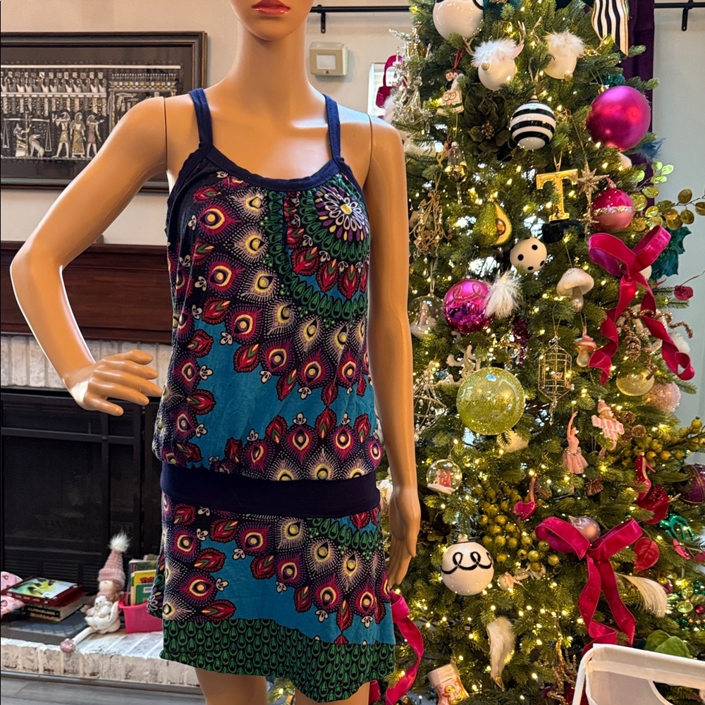 Cotton Colorful Peacock Print Dress from Spain 🇪🇸 been used once👌